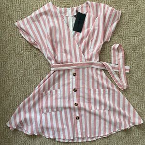 Pink & White Linen Dress